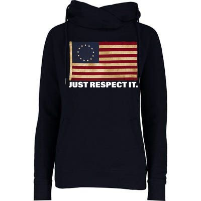 Betsy Ross Original Colonies Just Respect It Womens Funnel Neck Pullover Hood