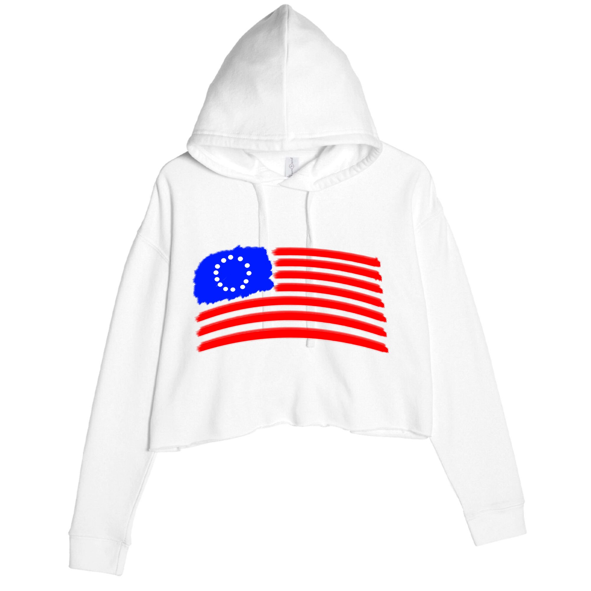 Betsy Ross Original Painted Flag Crop Fleece Hoodie