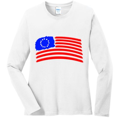 Betsy Ross Original Painted Flag Ladies Long Sleeve Shirt