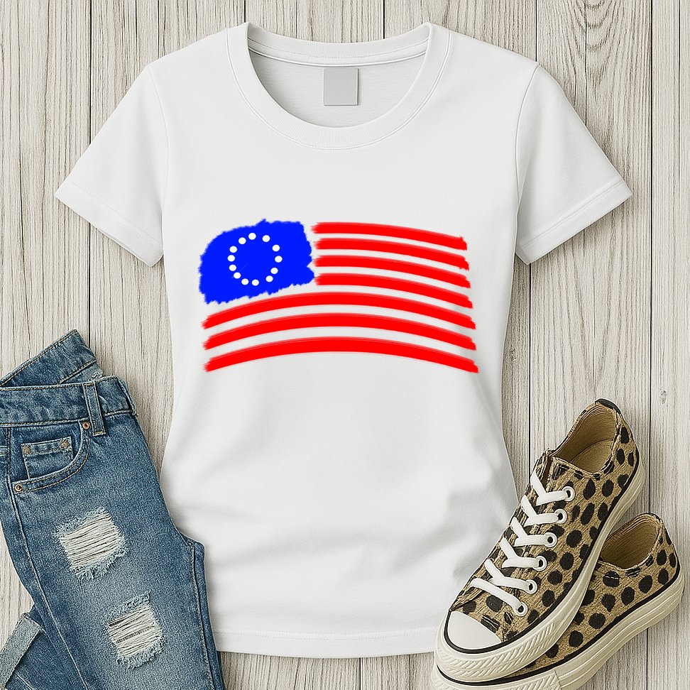 Betsy Ross Original Painted Flag Womens T-Shirt