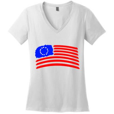 Betsy Ross Original Painted Flag Women's V-Neck T-Shirt
