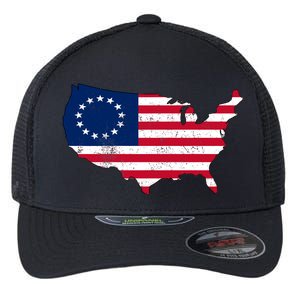 Betsy Ross USA Flag Revolutionary War Flexfit Unipanel Trucker Cap