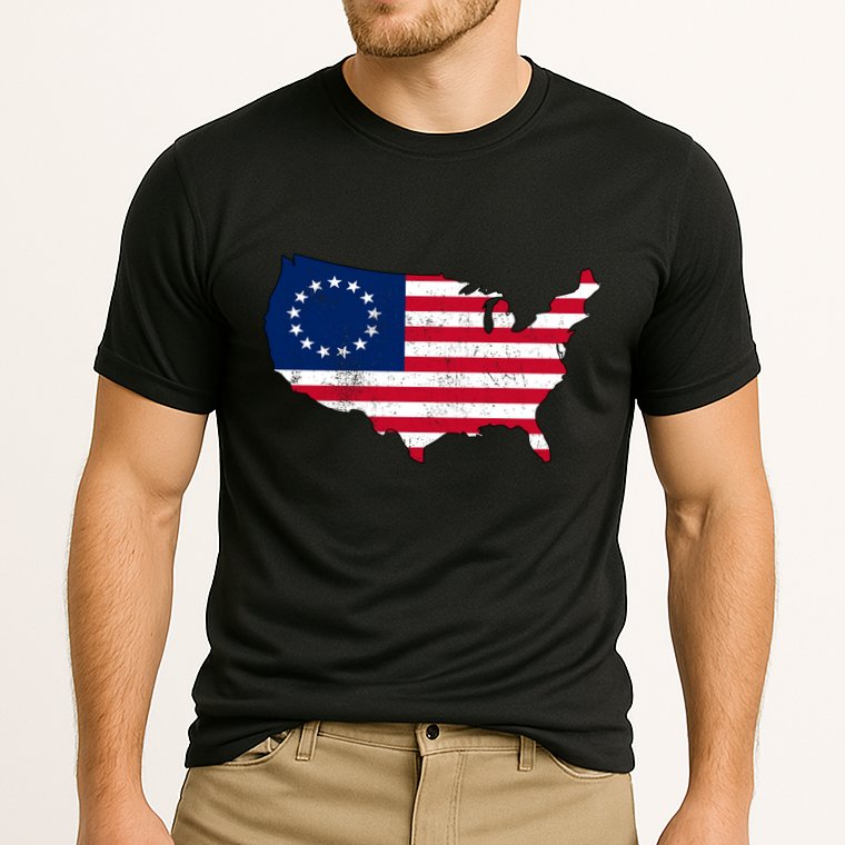 Betsy Ross USA Flag Revolutionary War Performance Shirt