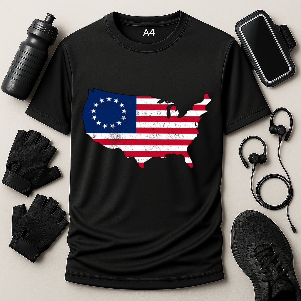 Betsy Ross USA Flag Revolutionary War Performance Shirt