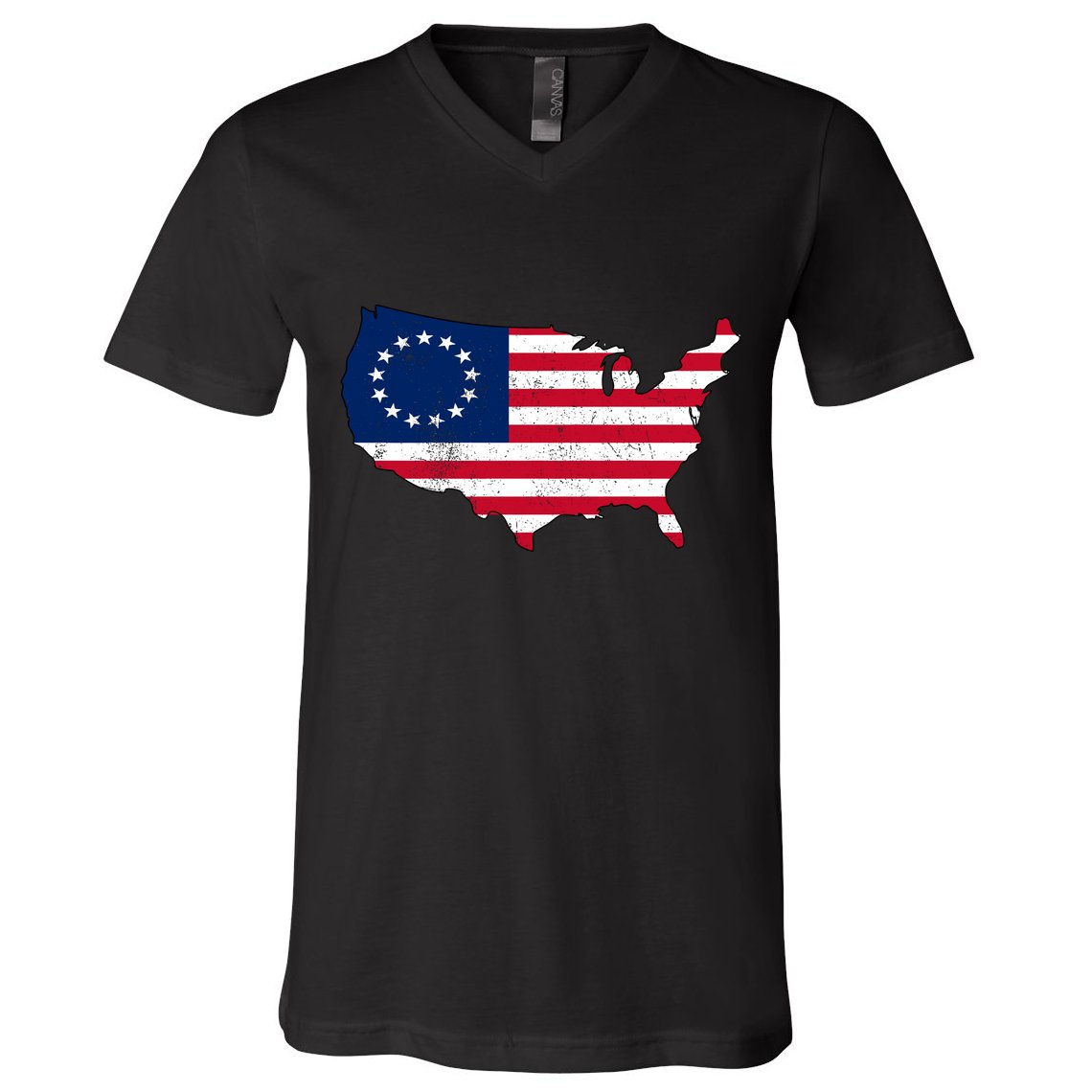 Betsy Ross USA Flag Revolutionary War V-Neck T-Shirt