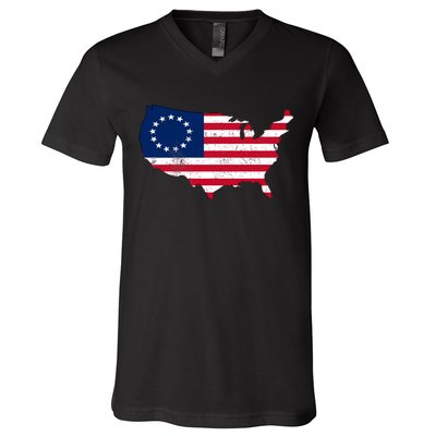 Betsy Ross USA Flag Revolutionary War V-Neck T-Shirt