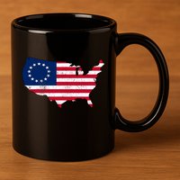 Betsy Ross USA Flag Revolutionary War 11oz C Handle Ceramic Mug