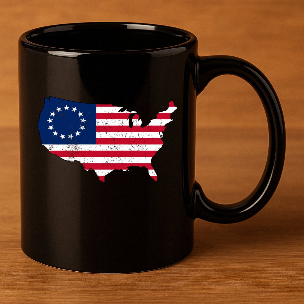 Betsy Ross USA Flag Revolutionary War 11oz C Handle Ceramic Mug