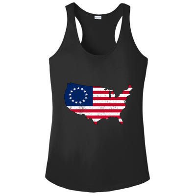 Betsy Ross USA Flag Revolutionary War Ladies PosiCharge Competitor Racerback Tank