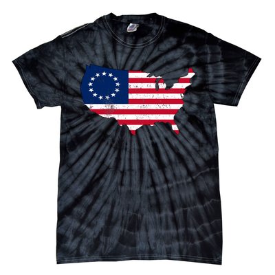 Betsy Ross USA Flag Revolutionary War Tie-Dye T-Shirt