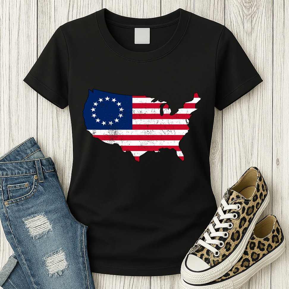 Betsy Ross USA Flag Revolutionary War Womens T-Shirt