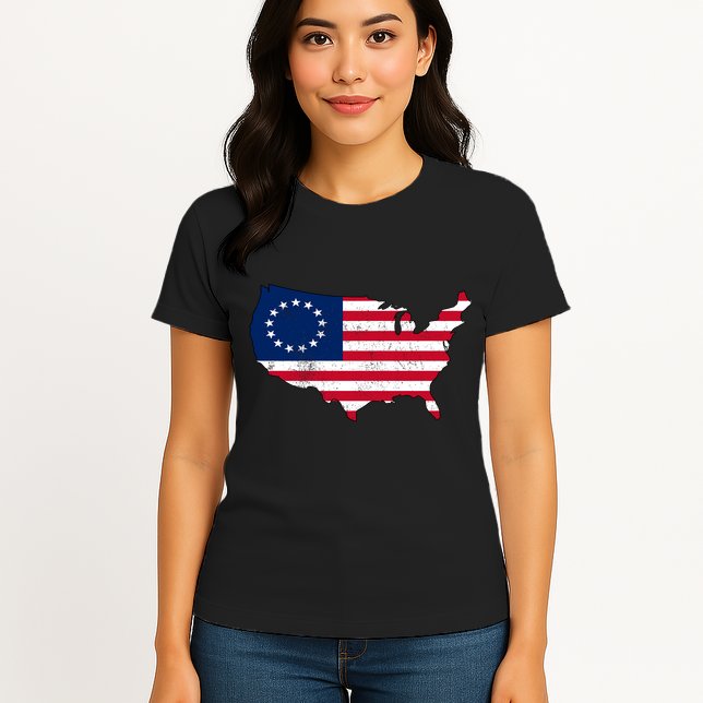 Betsy Ross USA Flag Revolutionary War Womens T-Shirt