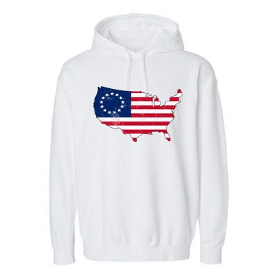 Betsy Ross USA Flag Revolutionary War Garment-Dyed Fleece Hoodie