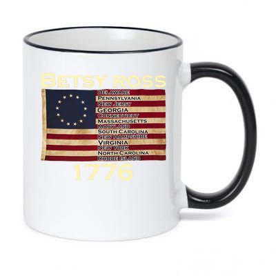 Betty Ross Original Colonies Flag 11oz Black Color Changing Mug