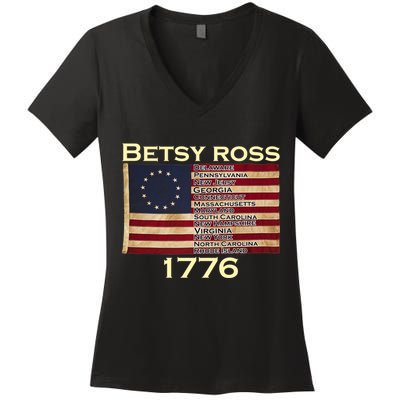 Betty Ross Original Colonies Flag Women's V-Neck T-Shirt