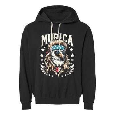 Bald Eagle Us Flag Murica! Patriotic American July 4th Garment-Dyed Fleece Hoodie