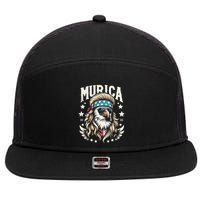 Bald Eagle Us Flag Murica! Patriotic American July 4th 7 Panel Mesh Trucker Snapback Hat