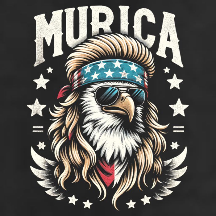 Bald Eagle Us Flag Murica! Patriotic American July 4th 7 Panel Mesh Trucker Snapback Hat