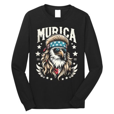 Bald Eagle Us Flag Murica! Patriotic American July 4th Long Sleeve Shirt