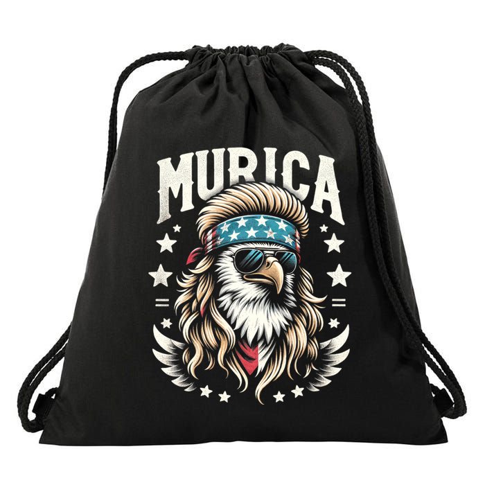 Bald Eagle Us Flag Murica! Patriotic American July 4th Drawstring Bag