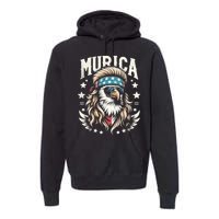 Bald Eagle Us Flag Murica! Patriotic American July 4th Premium Hoodie