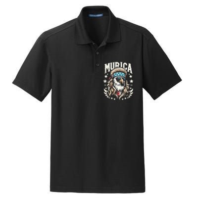 Bald Eagle Us Flag Murica! Patriotic American July 4th Dry Zone Grid Polo