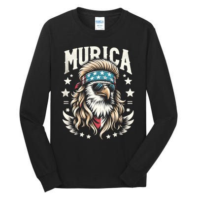 Bald Eagle Us Flag Murica! Patriotic American July 4th Tall Long Sleeve T-Shirt