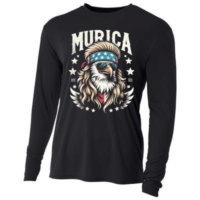 Bald Eagle Us Flag Murica! Patriotic American July 4th Cooling Performance Long Sleeve Crew