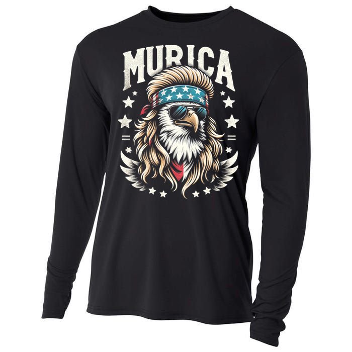 Bald Eagle Us Flag Murica! Patriotic American July 4th Cooling Performance Long Sleeve Crew