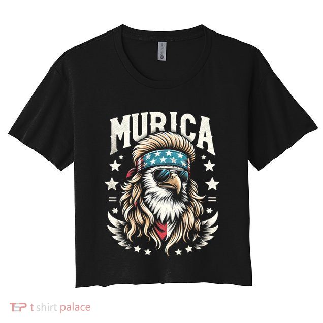 Bald Eagle Us Flag Murica! Patriotic American July 4th Crop Top
