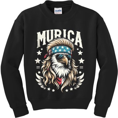 Bald Eagle Us Flag Murica! Patriotic American July 4th Kids Sweatshirt
