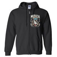 Bald Eagle Us Flag Murica! Patriotic American July 4th Full Zip Hoodie