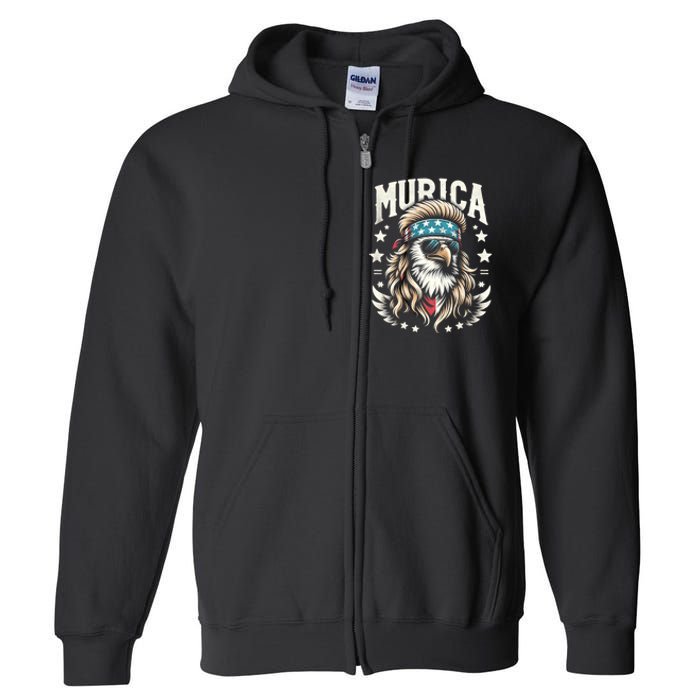 Bald Eagle Us Flag Murica! Patriotic American July 4th Full Zip Hoodie