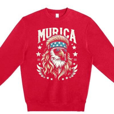 Bald Eagle Us Flag Murica! Patriotic American July 4th Premium Crewneck Sweatshirt