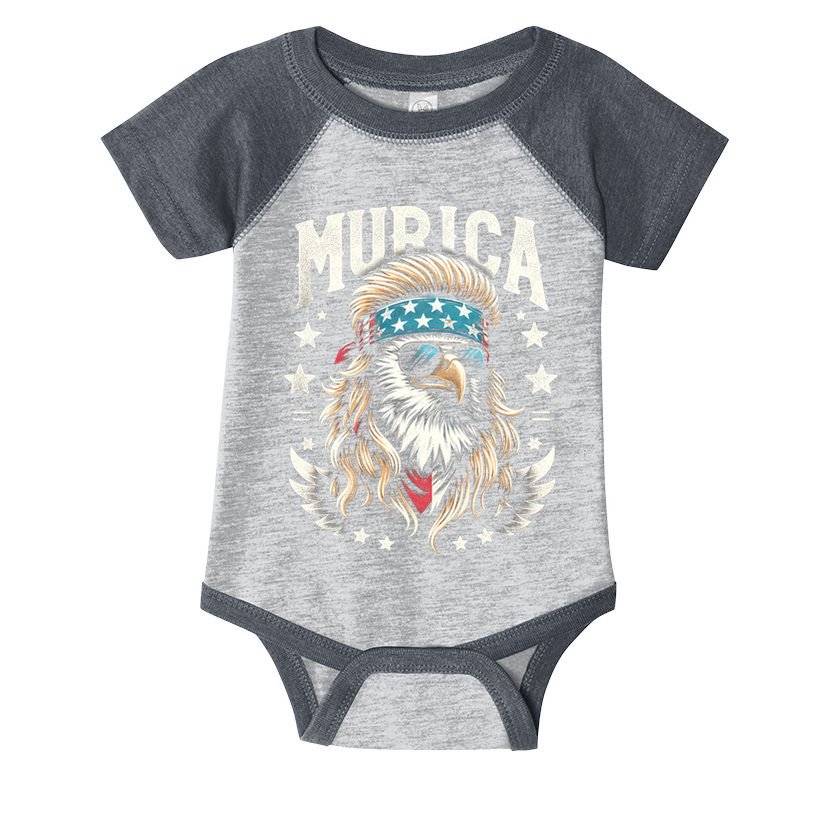Bald Eagle Us Flag Murica! Patriotic American July 4th Infant Baby Jersey Bodysuit