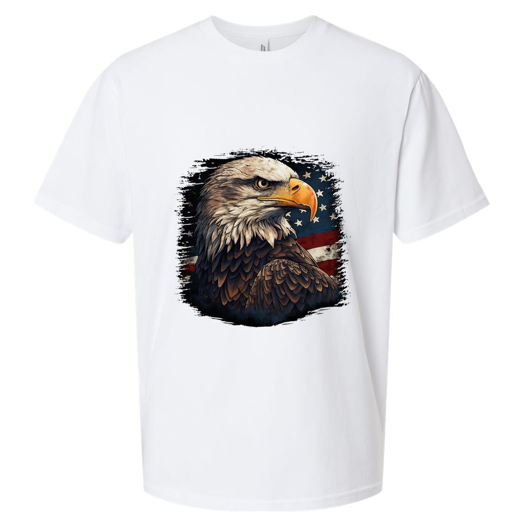 Bald Eagle Us American Flag 4th Of July Proud Patriotic Sueded Cloud Jersey T-Shirt