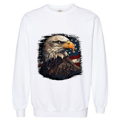 Bald Eagle Us American Flag 4th Of July Proud Patriotic Garment-Dyed Sweatshirt
