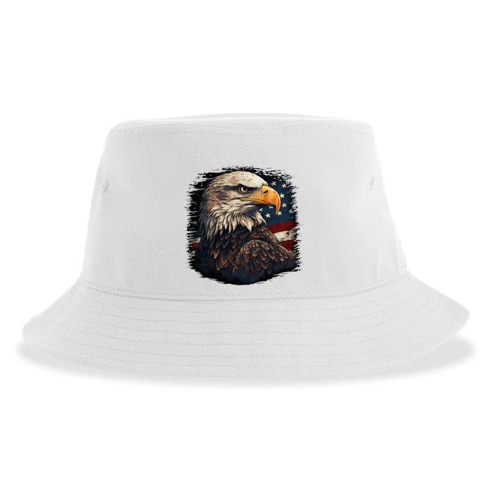 Bald Eagle Us American Flag 4th Of July Proud Patriotic Sustainable Bucket Hat