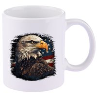 Bald Eagle Us American Flag 4th Of July Proud Patriotic 11oz C Handle Ceramic Mug