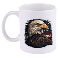 Bald Eagle Us American Flag 4th Of July Proud Patriotic 11oz C Handle Ceramic Mug