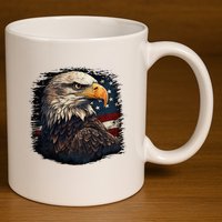 Bald Eagle Us American Flag 4th Of July Proud Patriotic 11oz C Handle Ceramic Mug