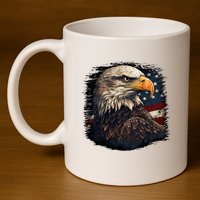 Bald Eagle Us American Flag 4th Of July Proud Patriotic 11oz C Handle Ceramic Mug
