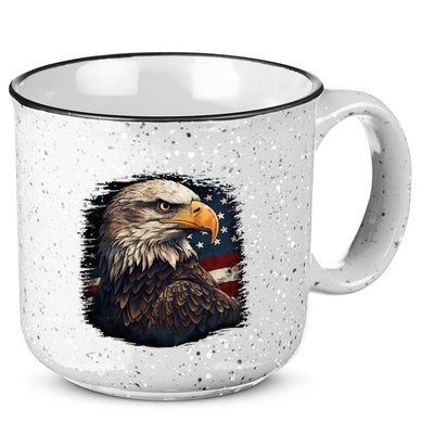 Bald Eagle Us American Flag 4th Of July Proud Patriotic 15oz Campfire Ceramic Mug