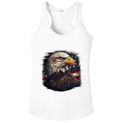 Bald Eagle Us American Flag 4th Of July Proud Patriotic Ladies PosiCharge Competitor Racerback Tank