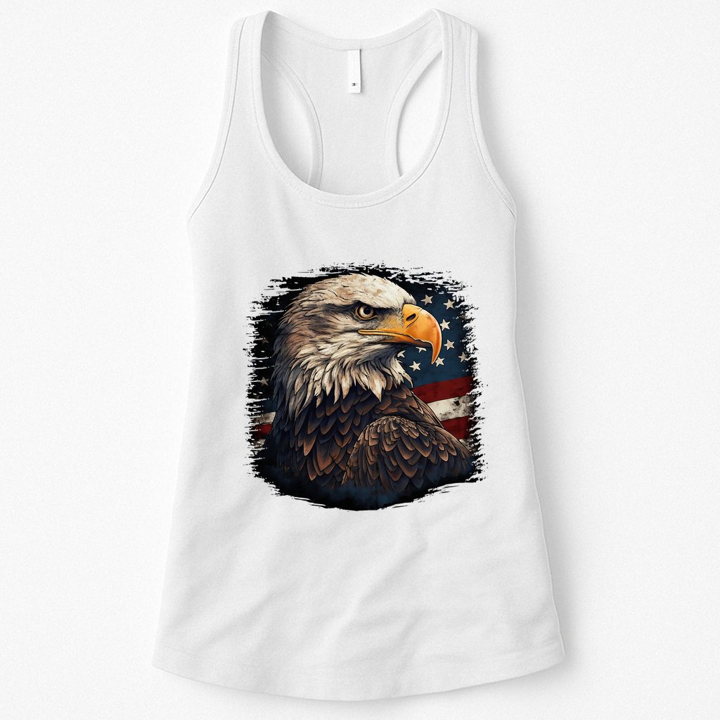 Bald Eagle Us American Flag 4th Of July Proud Patriotic Womens Tank Top