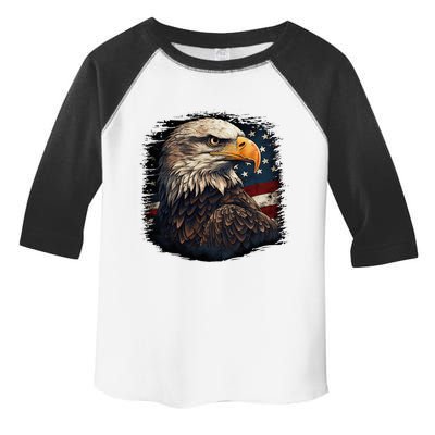 Bald Eagle Us American Flag 4th Of July Proud Patriotic Toddler Fine Jersey T-Shirt