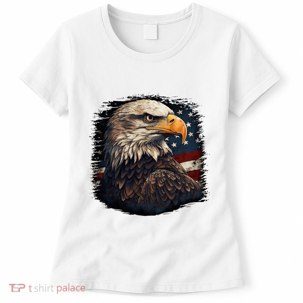 Bald Eagle Us American Flag 4th Of July Proud Patriotic Womens T-Shirt