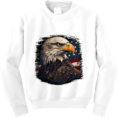 Bald Eagle Us American Flag 4th Of July Proud Patriotic Kids Sweatshirt