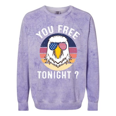 Bald Eagle Usa Flag Sunglasses Funny You Free Tonight ? Gift Colorblast Crewneck Sweatshirt