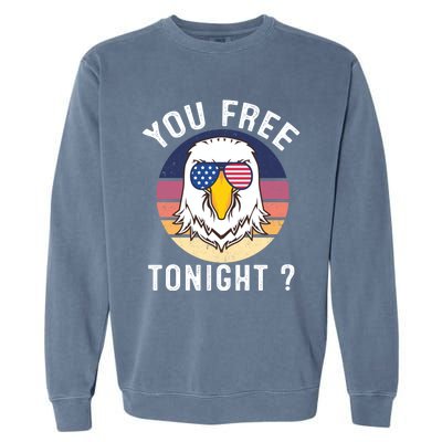 Bald Eagle Usa Flag Sunglasses Funny You Free Tonight ? Gift Garment-Dyed Sweatshirt